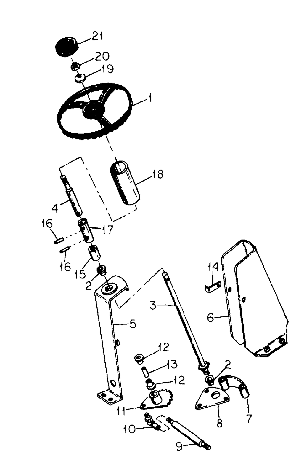 Steering Mechanism (S/N 70001 And Above) Diagram and Parts List for CADET85 (87-0340027U-0340031U-0340034U)(1975 & Since) Cub Cadet Lawn Tractor
